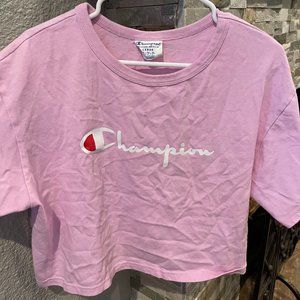 Cropped Pink Champion Tee Large, Oversized